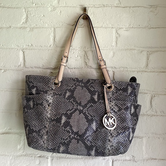Michael Kors vintage aligator skin type tan beige gold tote bag purse - Picture 1 of 16